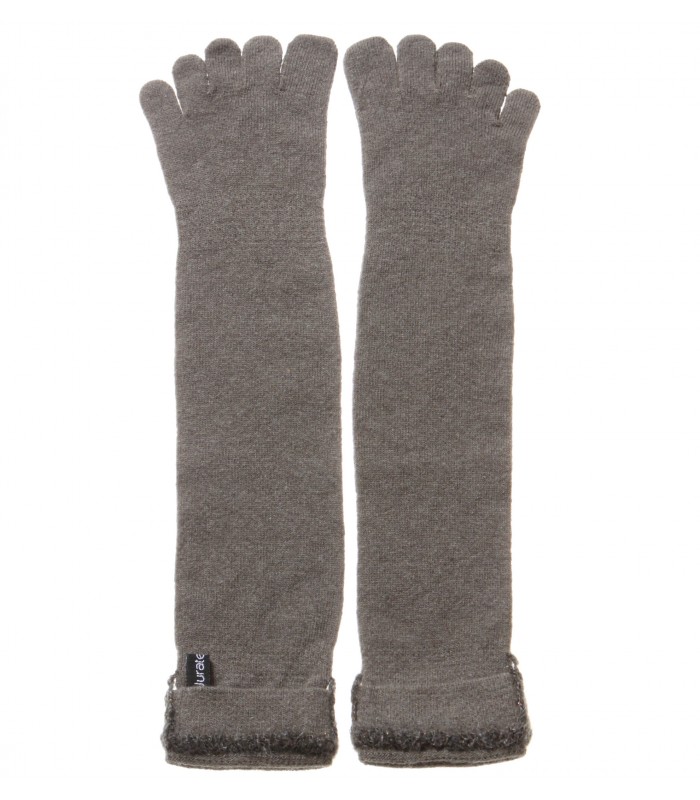 Unisex Cashmere Blend Long Five Finger Socks with Handmade decoration packaged in Signature box